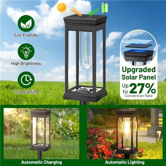 Solar Pathway Lights Outdoor LED Yard Garden Walkway Sun Powered Waterproof Ligh - Picture 2 of 7